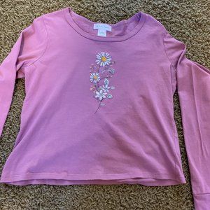 Purple Long-Sleeve Shirt with Flowers - White Fawn